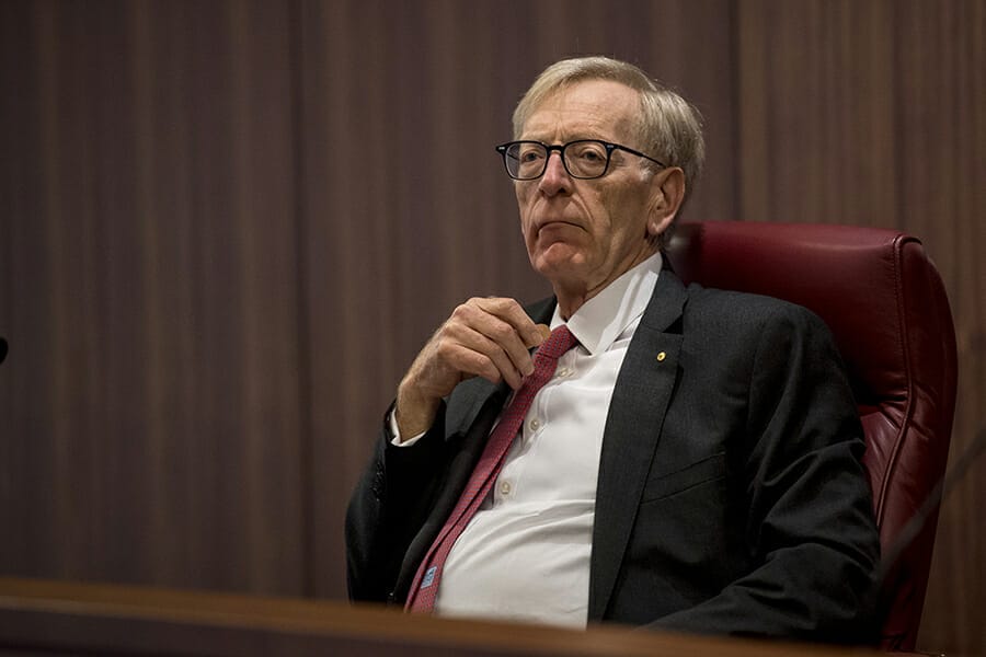 Commissioner Kenneth Hayne during The Royal Commission's initial public hearing into Misconduct in the Banking, Superannuation and Financial Services Industry in Melbourne, (Photo: AAP)
