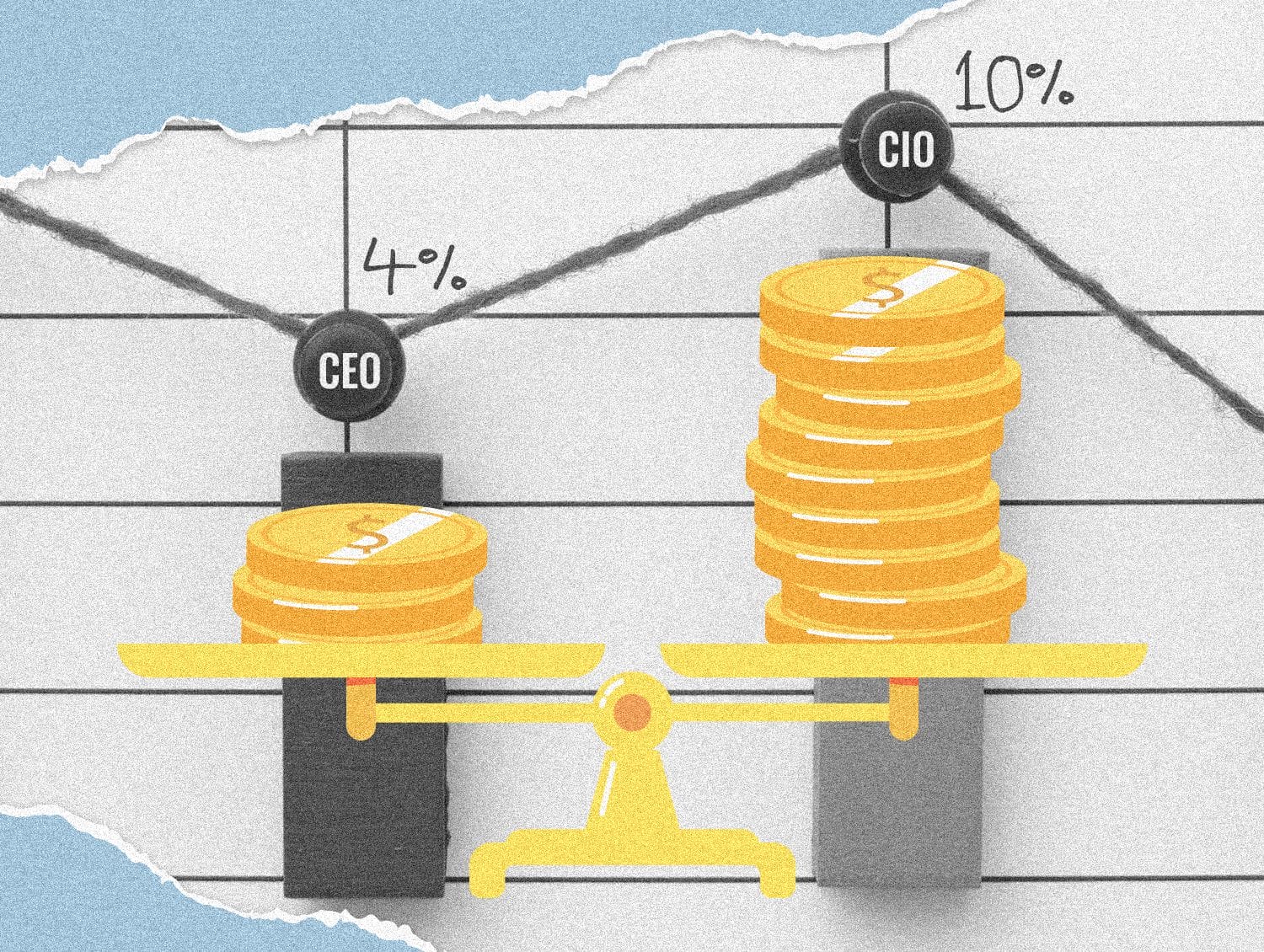 IM PaySurvey 2022 Illustrations - Illustration looking at CIOs and CEOs